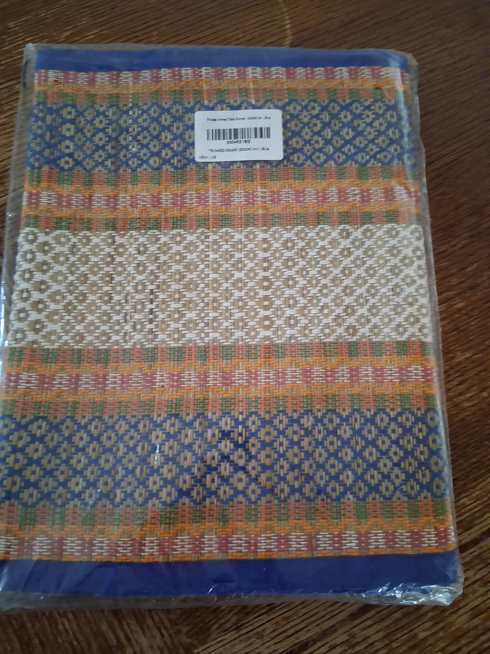 Long Table Runner in Blue, Gold, Cream, Orange, 7ft Long X 13 In Wide Nwt